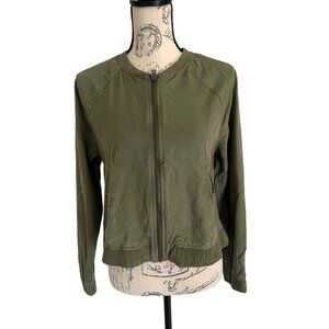 American Eagle Bomber Jacket Green Military Lightweight Zip Up Academia Small
